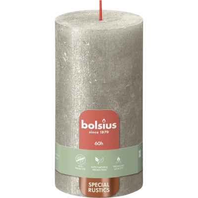 Bolsius Rustic Shimmer boomstamkaars rustiek gemetalliseerd ongeparfumeerd 13 cm 130/68 mm - Champagne Champagne