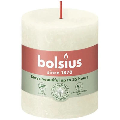 Bolsius solid trunk candle rustic post Rustic Shine 80/68 mm - Soft Pearl