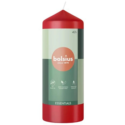 Bolsius nekvepianti stulpinė žvakė 150/58 mm "Essentials" - Švelniai raudona