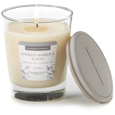 Scented candle natural with essential oils - Smoked Amber Slate Candle-lite