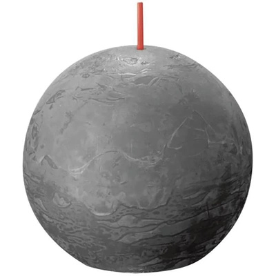 Grey rustic ball candle Bolsius Rustic Shine 76 mm - Storm Gray