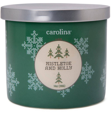 Vánoční svíčka sojová ve skle 3 knoty Colonial Candle 396 g - Jmelí Mistletoe & Holly