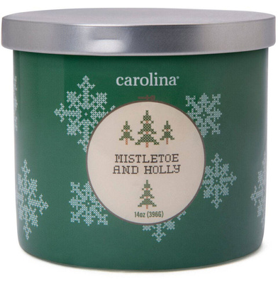 Vela perfumada navideña de soja en vaso 3 mechas Colonial Candle 396 g - Muérdago Mistletoe & Holly