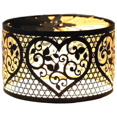 Draaibaar kaars deksel metaal Heart Black and Gold Woodbridge