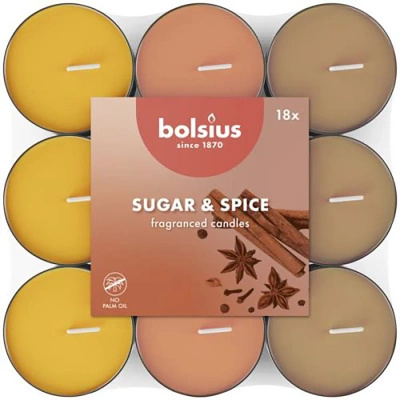 Bolsius bougies chauffe-plat parfumées Sugar Spice paquet de 18 cannelle