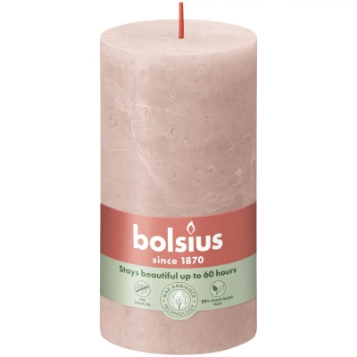 Bolsius rustikální kmenový svíčkový sloupek Rustic Shine 130/68 mm 13 cm - Misty Pink