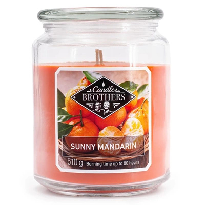Large scented candle in a glass jar Sunny Mandarin 510 g Candle Brothers