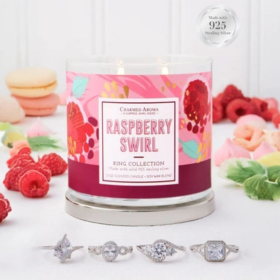 Charmed Aroma papuošalų žvakė 340 g žiedas - Raspberry Swirl