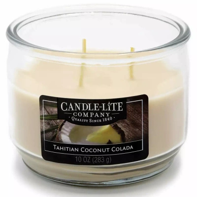 Candela profumata al cocco in vetro 3 stoppini Tahitian Coconut Colada Candle-lite 283 g