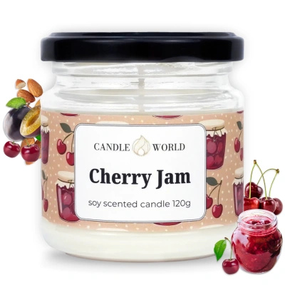 Candle World soja geurkaars pot Cherry Jam 120 g Kers