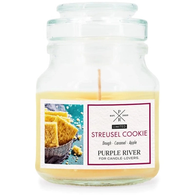 Soy scented candle in glass cookie sweet Streusel Cookie Purple River 113 g