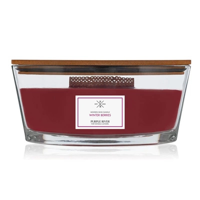 Grande candela profumata in vetro con stoppino in legno Winter Berries 453 g Purple River