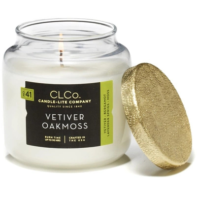 Grande bougie parfumée chypre en verre avec couvercle doré Vetiver Oakmoss Candle-lite 396 g