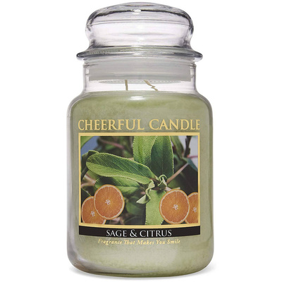 Cheerful Candle candela profumata grande in barattolo di vetro 2 stoppini 24 oz 680 g - Salvia e Agrumi
