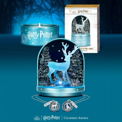 Harry Potter Kerze mit Schmuck LED Halskette Patronus Charmed Aroma