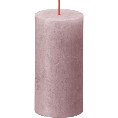 Bolsius pilastro per candele a tronco rustico Rustic Shine 100/50 mm 10 cm - Rosa cenere rosa cipria