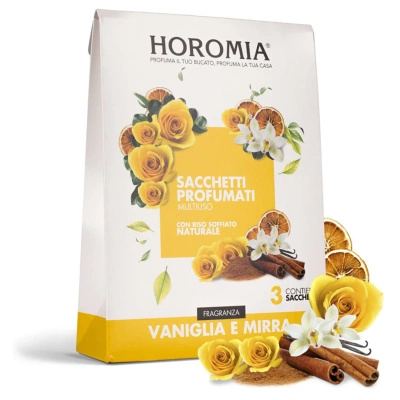 Sada vrecúšok s vôňou do šatníka taliansky premium Vaniglia e Mirra Horomia 3 ks. x 12 g