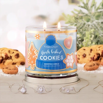 Vánoční bižuterie svíčka Fresh Baked Cookies 340 g náhrdelník Charmed Aroma