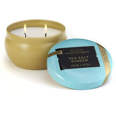 Bougie parfumée dans une boîte en métal avec deux mèches Sea Salt Ginger Candle-lite 177 g