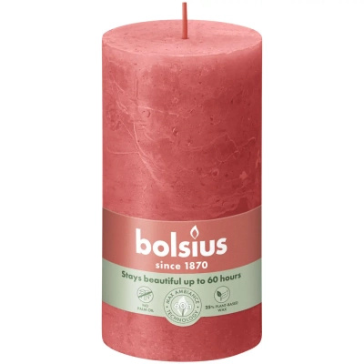 Bolsius rustieke boomstam kaars pilaar Rustic Shine 130/68 mm 13 cm - Bloesem Roze