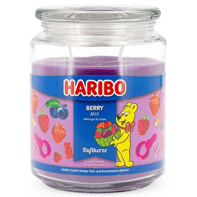 Haribo large scented candle in glass jar - Berry Mix