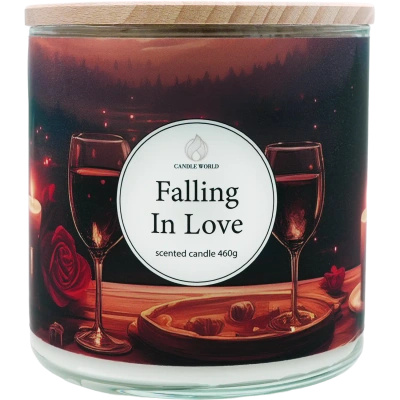 Candle World candela profumata di soia per San Valentino 3 stoppini Falling in Love 460 g