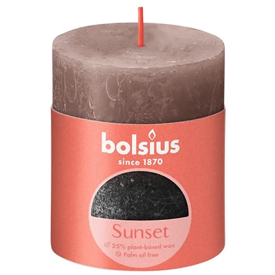 Bolsius Rustic Fading Metallic pillar solid unscented candle metallic 8 cm 80/68 mm - Creamy Caramel Anthracite