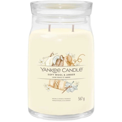 Yankee Candle Signature vela perfumada grande en tarro de cristal 567 g - Lana suave y ámbar
