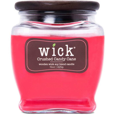 Vianočná sójová vonná sviečka drevený knôt Colonial Candle Wick - Crushed Candy Cane