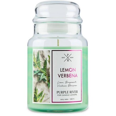 Grande bougie parfumée de soja dans en verre citron verveine Lemon Verbena Purple River 623 g