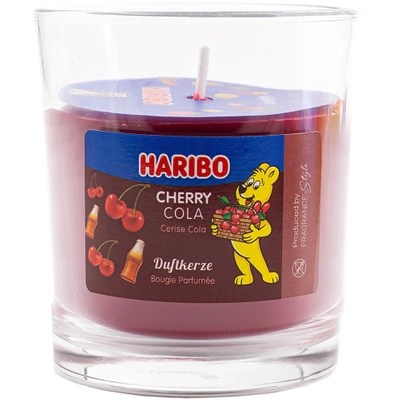 Vonná svíčka ve skle Třešňové želé Haribo Cherry Cola 135 g