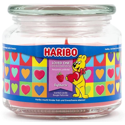 Haribo geurkaars in glas Loved One frambozengelei 300 g