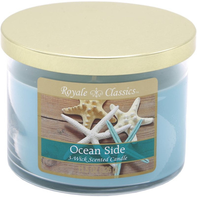 Grande bougie parfumée marine en verre 3 mèches Ocean Side Candle-lite 326 g