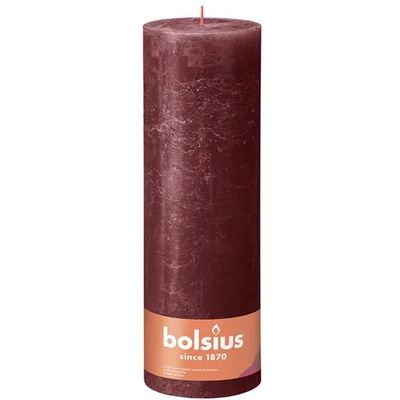 Bolsius large trunk solid candle rustic pillar Rustic XXL Shine 300/100 mm 30 cm - Velvet Red Velvet Red