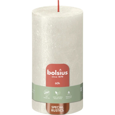 Bolsius Rustic Candela tronco Shimmer rustica metallizzata non profumata 13 cm 130/68 mm - Crema Avorio