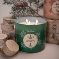Świeca świąteczna sojowa zapachowa w szkle 3 knoty Colonial Candle 396 g - Jemioła Mistletoe & Holly