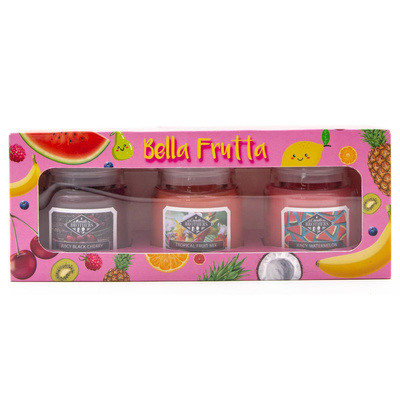 Candela profumata alla soia in vetro set regalo in scatola Candle Brothers Bella Frutta - Amarena Frutti tropicali Anguria 3 x 85 g