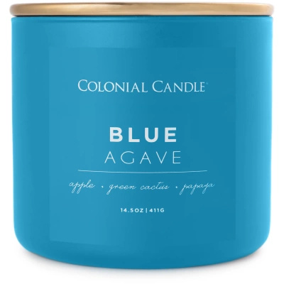 Duża sojowa świeca zapachowa w szkle 3 knoty kaktus papaja Blue Agave Colonial Candle 411 g