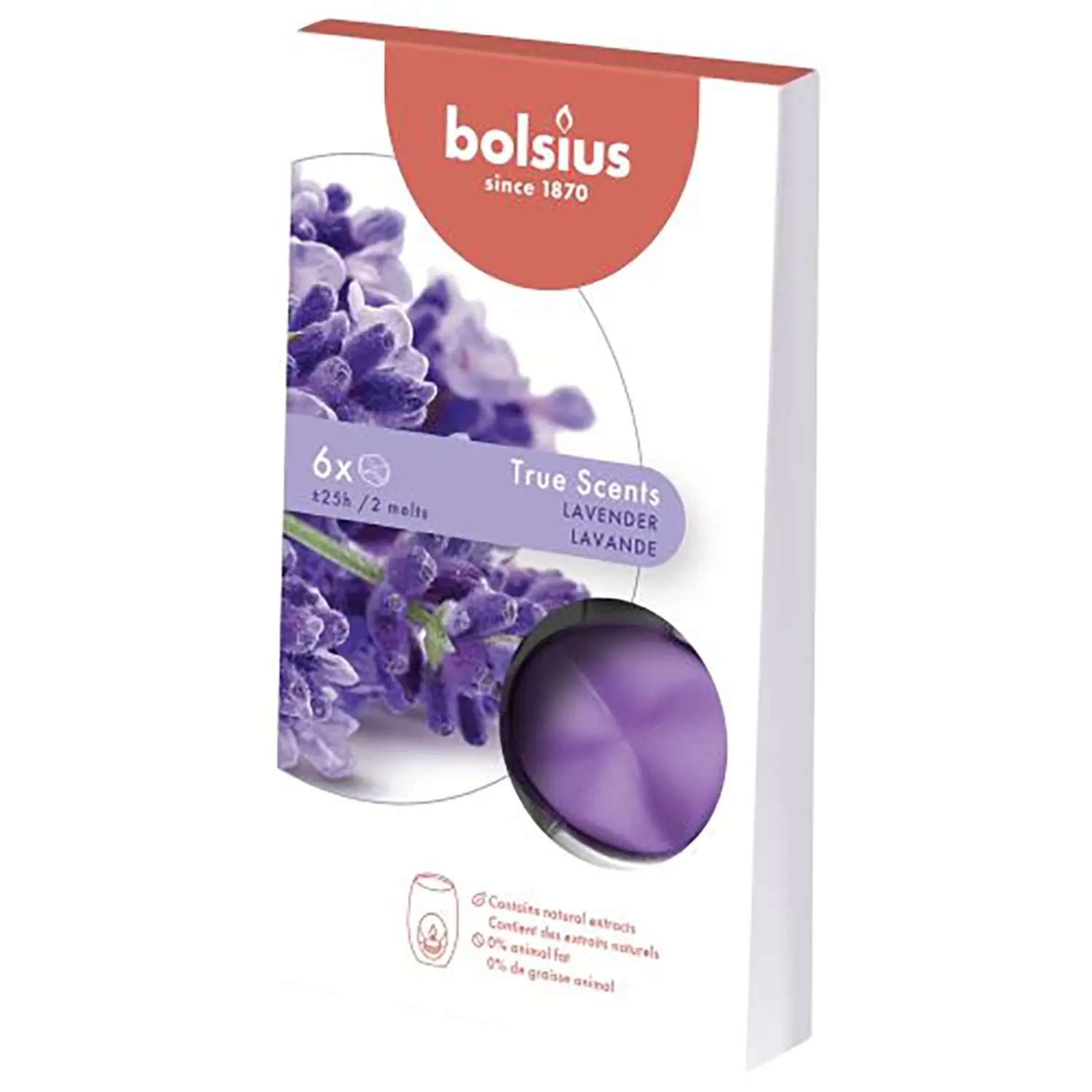 Bolsius duftwachs für den Kamin True Scents Lavendel 6 Stück