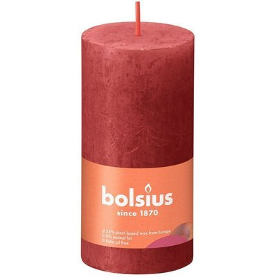 Bolsius rustieke boomstam kandelaar Rustic Shine 100/50 mm 10 cm - Delicaat rood