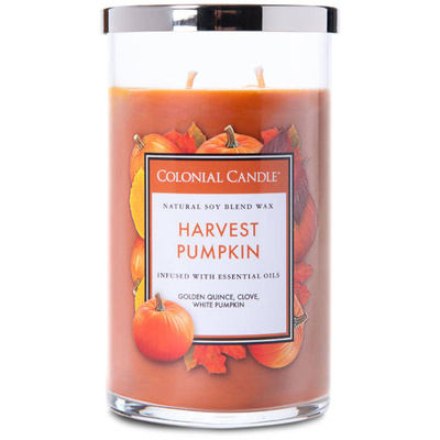 Colonial Candle Klassische große Duftkerze aus Sojabohnen im Tumbler-Glas 19 oz 538 g - Harvest Pumpkin