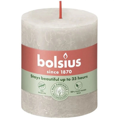 Bolsius rustikálny kufor sviečka príspevok Rustic Shine 80/68 mm - pieskovo sivá