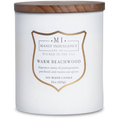 Colonial Candle wooden wick soy scented candle grey 15 oz 425 g - Warm Beachwood
