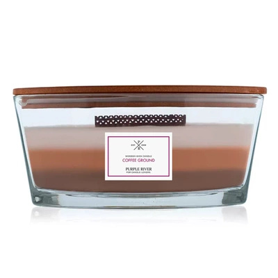 Grande bougie parfumée en verre avec mèche en bois Coffee Ground Purple River 453 g