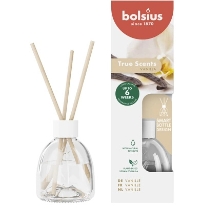 Bolsius True Scents vonné tyčinky do difuzéru 60 ml skleněné - Vanilka Vanilla