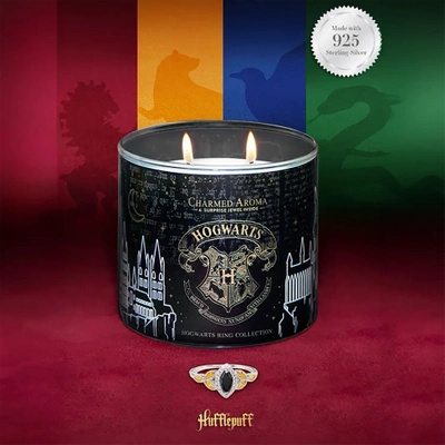 Charmed Aroma smycken ljus Harry Potter Hogwarts Hufflepuff Ring