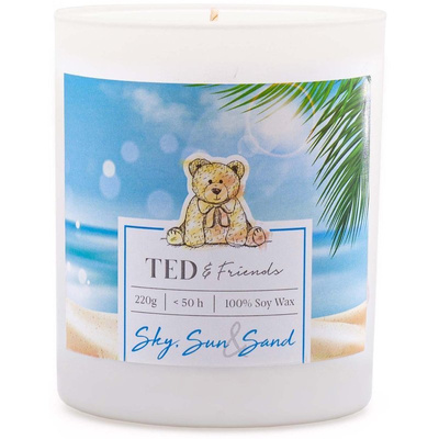 Sójová vonná sviečka v skle tropické ovocie - Sky Sun Sand Ted Friends