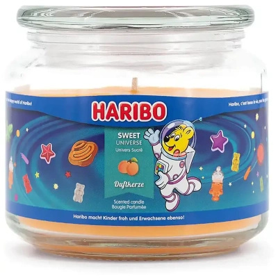 Haribo geurkaars in glas abrikozenjelly beans Sweet Universe 300 g