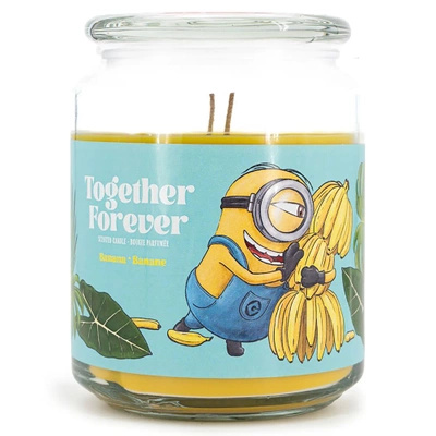 Pakalikai didelė stiklinė kvapioji žvakė Together Forever Banana Minions 510 g