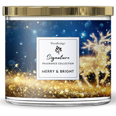 Grande bougie parfumée de Noël en verre à trois mèches Merry Bright Woodbridge Candle 410 g